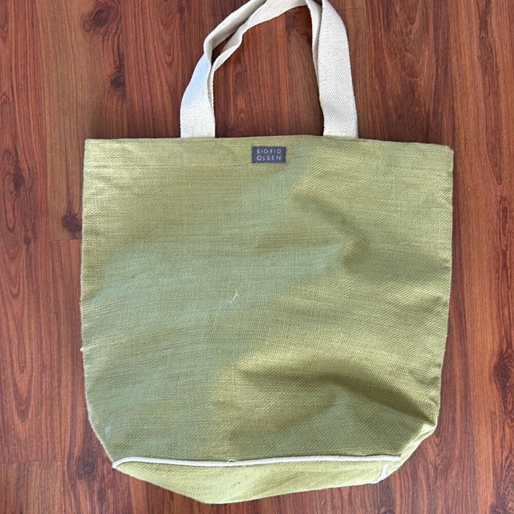 Sigrid Olsen Green jute tote bag beach
